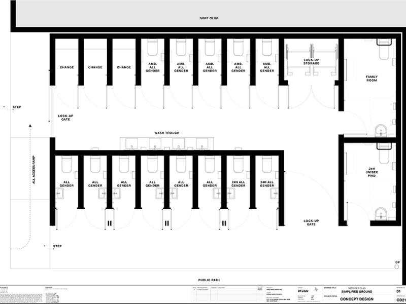 Floor Plan of the layout of toilets and changing areas